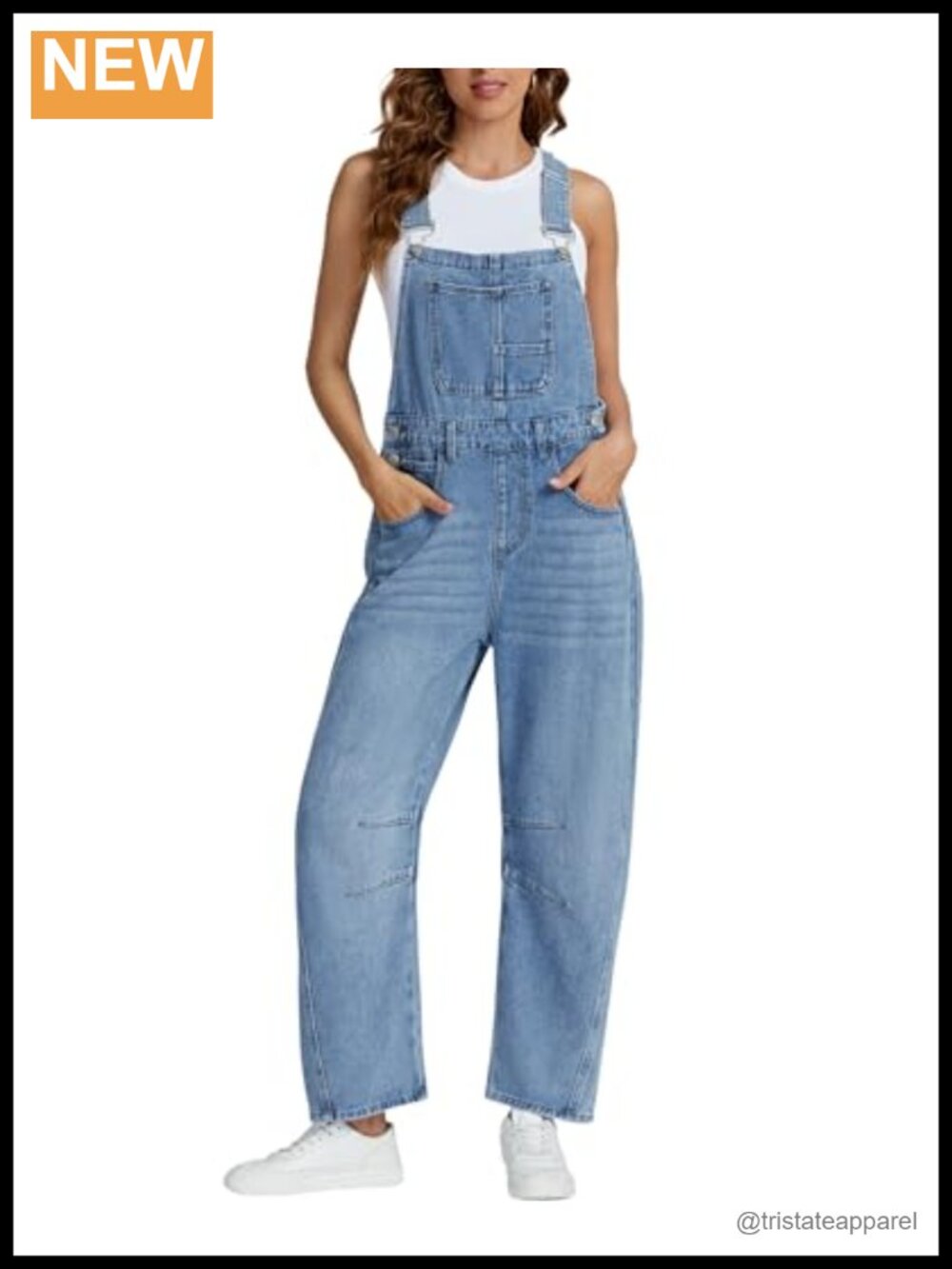 Women's Baggy Denim Overalls Loose Fit Barrel Leg Bib Jean Jumpsuit Adj